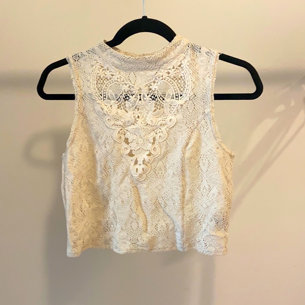 Free people crop top white w/lace
